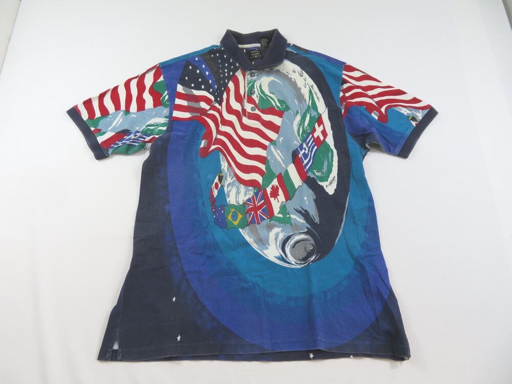 Cotton Traders American Flag Shirt, Olympic Themed, Polo Sz XL 1990s